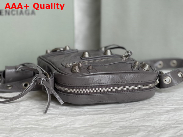 Balenciaga Le Cagole Men Crossbody Bag in Dark Grey Arena Lambskin Aaged Silver Hardware Replica