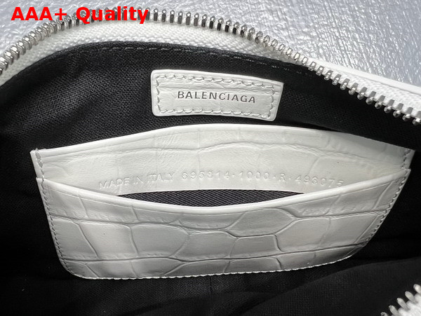 Balenciaga Le Cagole Mini Bag with Chain Crocodile Embossed White Replica
