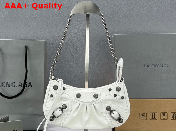 Balenciaga Le Cagole Mini Bag with Chain Crocodile Embossed White Replica