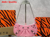 Balenciaga Le Cagole Mini Bag with Chain in Pink Arena Lambskin Aged Silver Hardware Replica