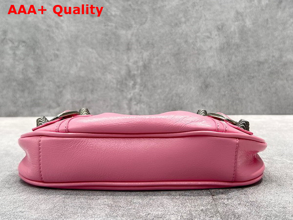 Balenciaga Le Cagole Mini Bag with Chain in Pink Arena Lambskin Aged Silver Hardware Replica