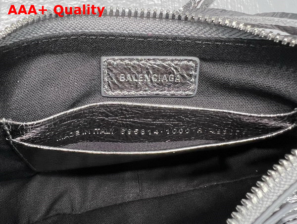 Balenciaga Le Cagole Mini Bag with Chain in Silver Metallized Arena Lambskin Replica