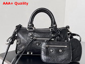 Balenciaga Le Cagole Mini Duffle Bag in Black Arena Lambskin Replica
