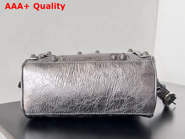 Balenciaga Le Cagole Mini Duffle Bag in Silver Metallized Arena Lambskin Replica