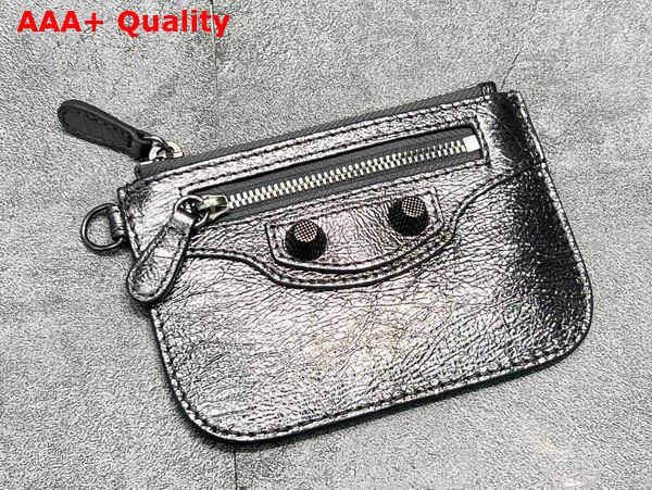 Balenciaga Le Cagole Mini Multipouch in Silver Metallized Arena Lambskin Replica