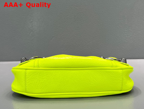 Balenciaga Le Cagole Mini Purse with Chain in Neon Yellow Arena Lambskin Aged Silver Hardware Replica