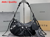 Balenciaga Le Cagole Small Shoulder Bag Black Crocodile Embossed with Rhinestones Replica