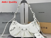 Balenciaga Le Cagole Small Shoulder Bag White Crocodile Embossed with Rhinestones Replica