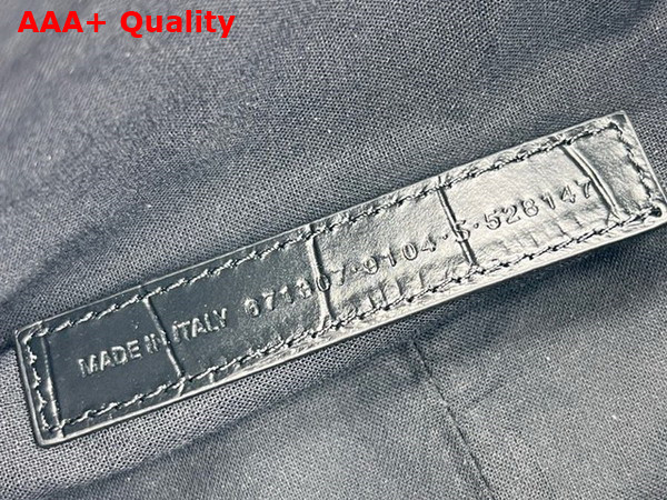 Balenciaga Le Cagole Small Shoulder Bag in Black Crocodile Embossed Calfskin Aged Silver Hardware with White Rhinestones Replica
