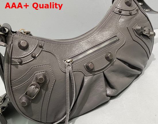 Balenciaga Le Cagole Small Shoulder Bag in Gray Arena Lambskin Replica