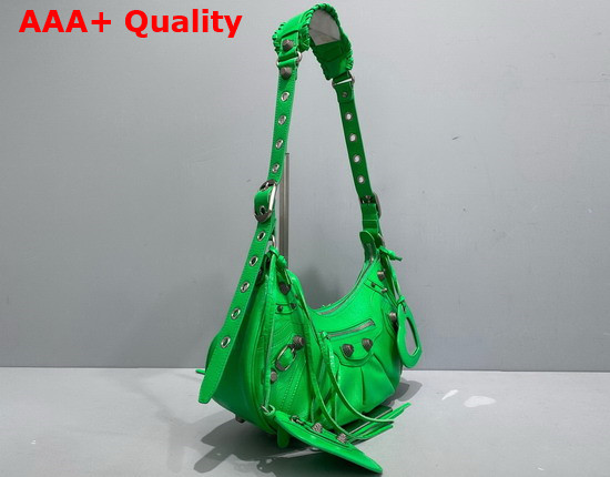 Balenciaga Le Cagole Small Shoulder Bag in Green Arena Lambskin Replica