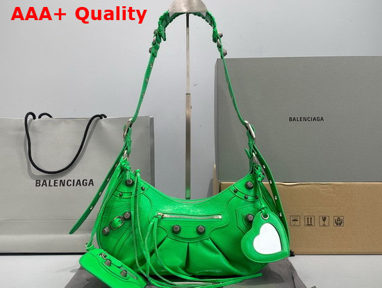 Balenciaga Le Cagole Small Shoulder Bag in Green Arena Lambskin Replica