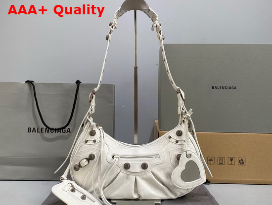 Balenciaga Le Cagole Small Shoulder Bag in White Arena Lambskin Replica