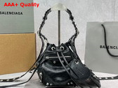 Balenciaga Le Cagole XS Bucket Bag in Black Arena Lambskin Aged Silver Hardware Replica