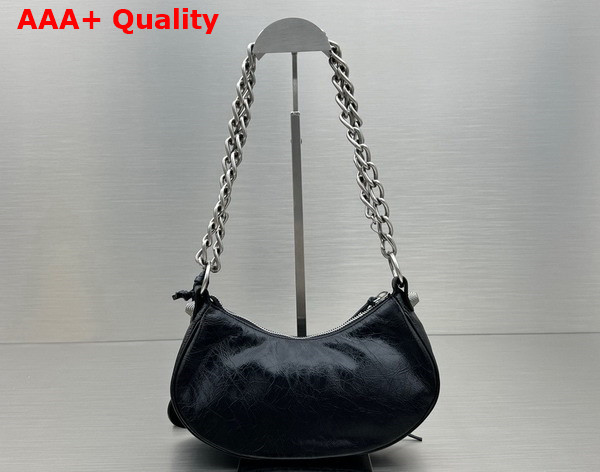 Balenciaga Le Cagole XS Shoulder Bag With Chain in Black Arena Lambskin Aged Silver Hardware Replica