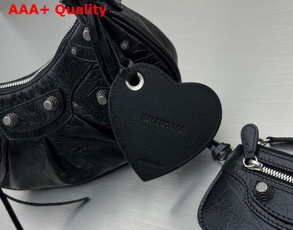 Balenciaga Le Cagole XS Shoulder Bag With Chain in Black Arena Lambskin Aged Silver Hardware Replica