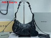 Balenciaga Le Cagole XS Shoulder Bag in Black Arena Lambskin Black Matte Hardware Replica