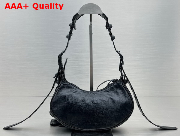 Balenciaga Le Cagole XS Shoulder Bag in Black Arena Lambskin Black Matte Hardware Replica