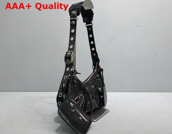Balenciaga Le Cagole XS Shoulder Bag in Black Arena Lambskin Replica
