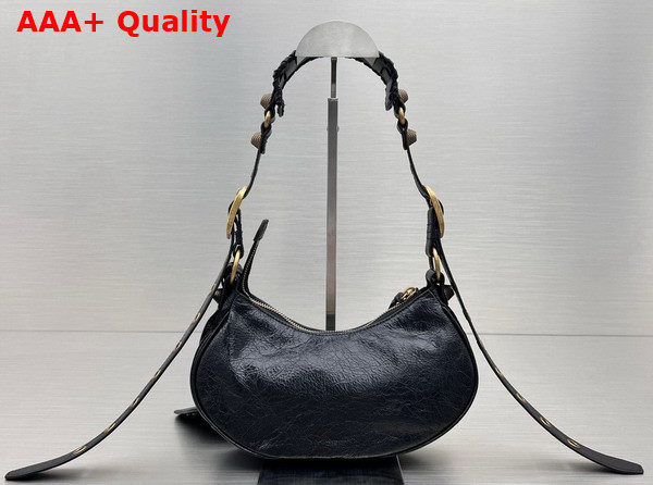 Balenciaga Le Cagole XS Shoulder Bag in Black Arena Lambskin with Pins Aged Gold Hardware Replica