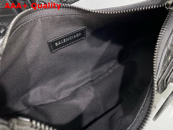 Balenciaga Le Cagole XS Shoulder Bag in Black Supple Crocodile Embossed Calfskin Replica