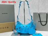 Balenciaga Le Cagole XS Shoulder Bag in Blue Arena Lambskin Aged Silver Hardware Replica