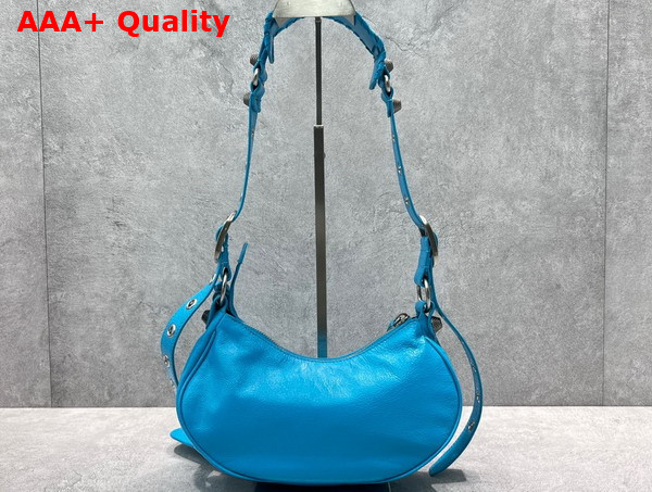 Balenciaga Le Cagole XS Shoulder Bag in Blue Arena Lambskin Aged Silver Hardware Replica