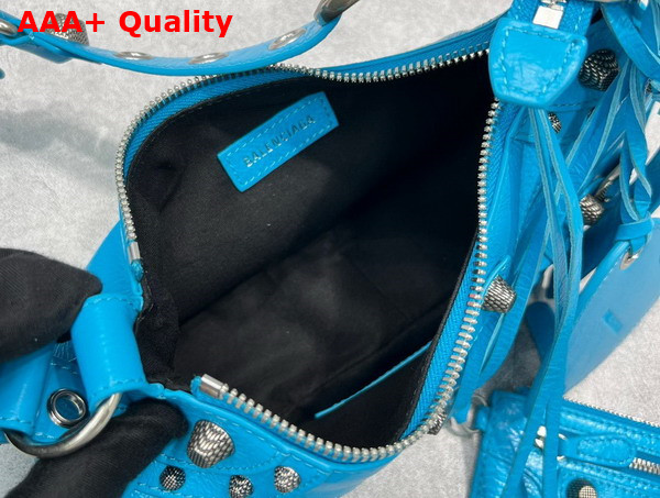 Balenciaga Le Cagole XS Shoulder Bag in Blue Arena Lambskin Aged Silver Hardware Replica