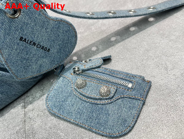 Balenciaga Le Cagole XS Shoulder Bag in Blue Denim Rhinestones Replica