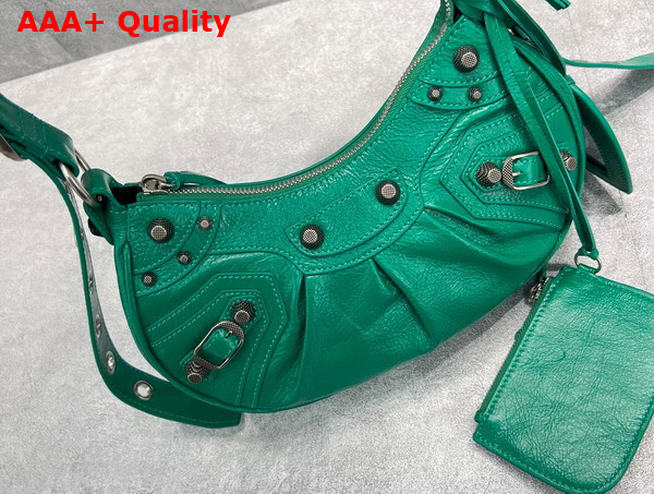 Balenciaga Le Cagole XS Shoulder Bag in Emerald Green Arena Lambskin Aged Silver Hardware Replica