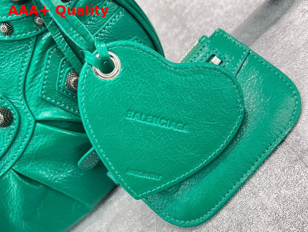 Balenciaga Le Cagole XS Shoulder Bag in Emerald Green Arena Lambskin Aged Silver Hardware Replica