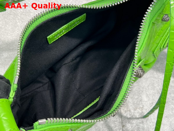Balenciaga Le Cagole XS Shoulder Bag in Green Supple Crocodile Embossed Calfskin Replica