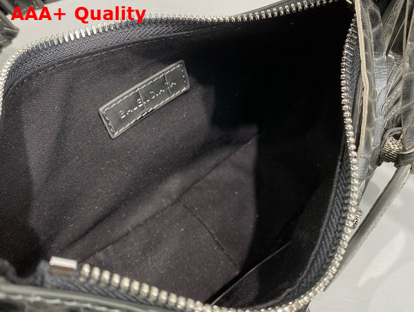 Balenciaga Le Cagole XS Shoulder Bag in Grey Supple Crocodile Embossed Calfskin Replica