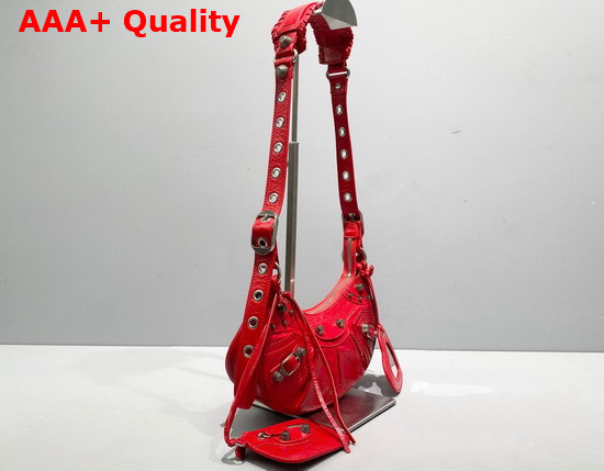 Balenciaga Le Cagole XS Shoulder Bag in Red Arena Lambskin Replica