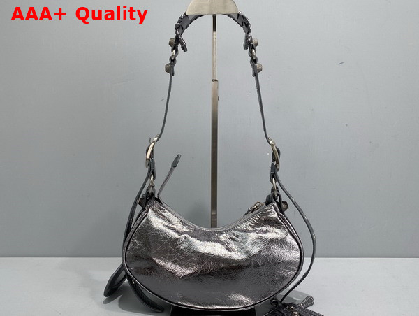 Balenciaga Le Cagole XS Shoulder Bag in Silver Metallized Arena Lambskin Replica