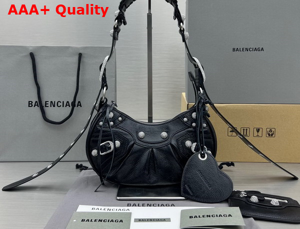Balenciaga Le Cagole XS Shoulder Bag with Rhinestones Black Replica