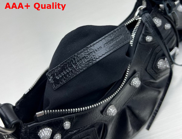 Balenciaga Le Cagole XS Shoulder Bag with Rhinestones Black Replica