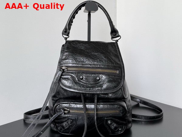 Balenciaga Le City Backpack Mini in Black Arena Lambskin Replica
