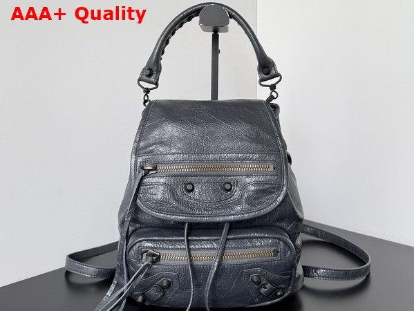 Balenciaga Le City Backpack Mini in Volcanic Rock Arena Lambskin Replica
