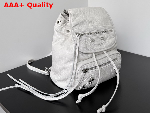 Balenciaga Le City Backpack Mini in White Arena Lambskin Replica