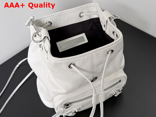 Balenciaga Le City Backpack Mini in White Arena Lambskin Replica