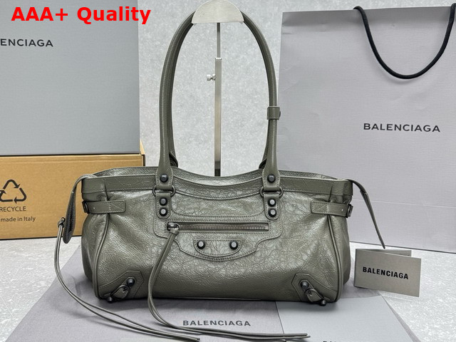 Balenciaga Le City Bag East West in Army Green Arena Storico Lambskin Brass Hardware Replica