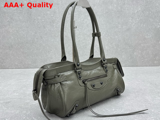 Balenciaga Le City Bag East West in Army Green Arena Storico Lambskin Brass Hardware Replica