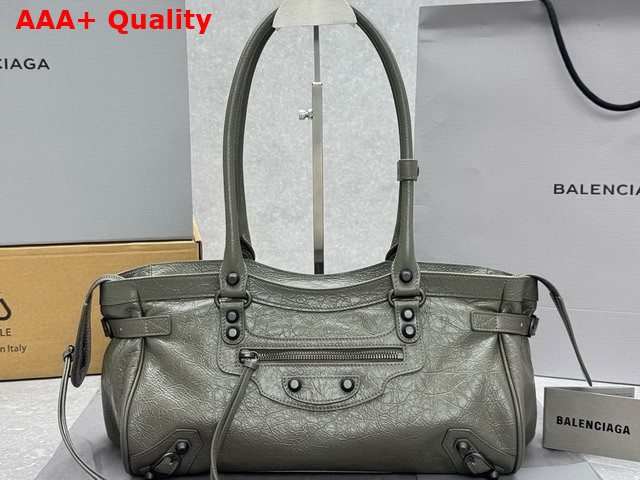 Balenciaga Le City Bag East West in Army Green Arena Storico Lambskin Brass Hardware Replica