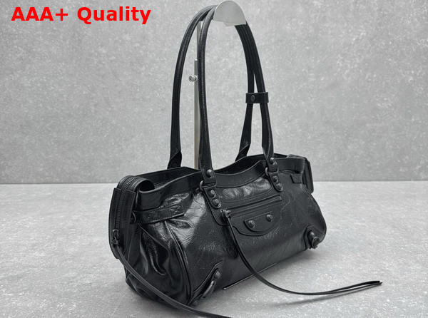 Balenciaga Le City Bag East West in Black Arena Storico Lambskin Replica