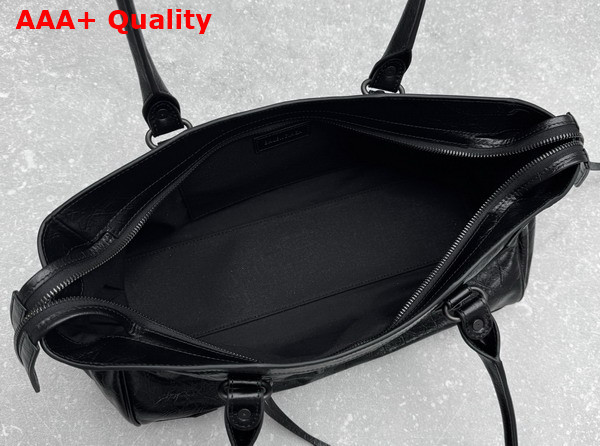 Balenciaga Le City Bag East West in Black Arena Storico Lambskin Replica