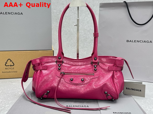 Balenciaga Le City Bag East West in Framboise Arena Storico Lambskin Brass Hardware Replica