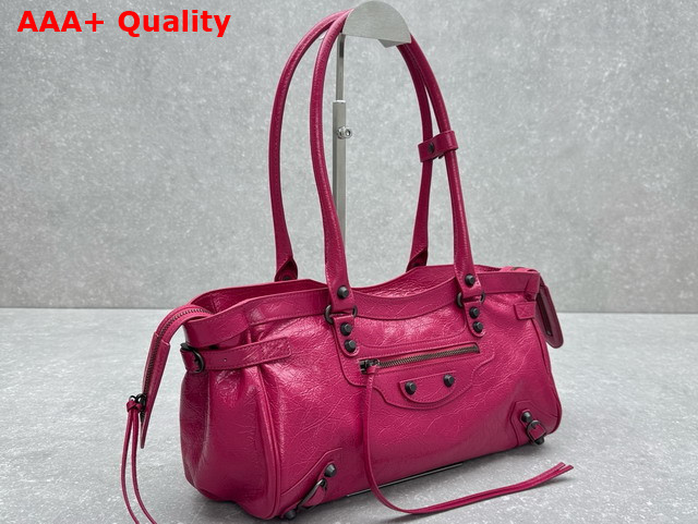 Balenciaga Le City Bag East West in Framboise Arena Storico Lambskin Brass Hardware Replica