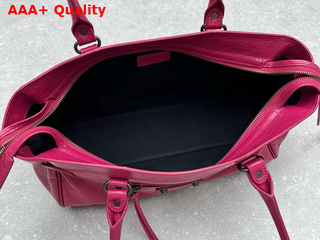 Balenciaga Le City Bag East West in Framboise Arena Storico Lambskin Brass Hardware Replica