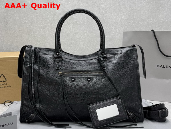 Balenciaga Le City Bag Large in Black Arena Lambskin Replica
